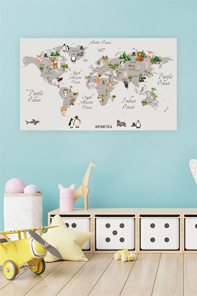 Eğitici Dünya Haritası Sticker - Çocuklar İçin Dünya Haritası