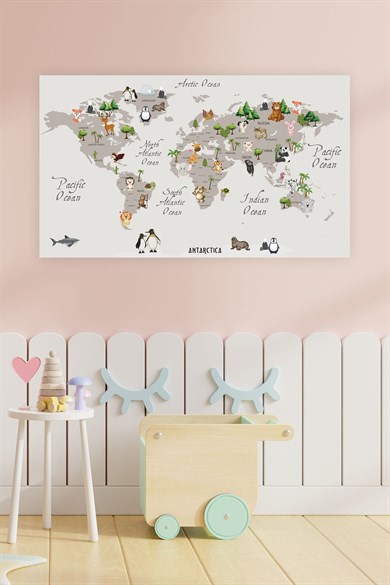 Eğitici Dünya Haritası Sticker - Çocuklar İçin Dünya Haritası