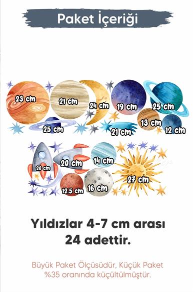 Eğitici ve Öğretici Gezegenler Çocuk Bebek Odası Duvar Sticker Seti