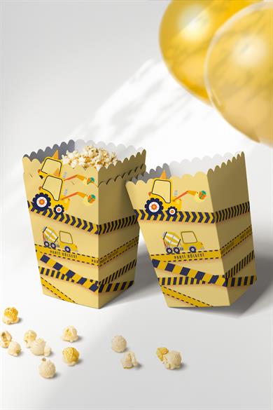 Eğlenceli İş makinaları Temalı Doğum Günü Konsepti Süsleme Seti , Cupcake Süsü Flama Etiket