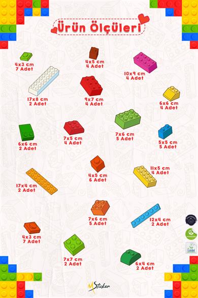 Eğlenceli Yapboz Oyuncak Sticker Seti, Çocuk Bebek Odası Yap-Boz Stickerları Özel Kesimli 70 Parça