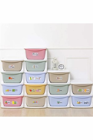 Eğlenceli Renkli Oyuncak Kutusu Sticker-Organizer Etiket-Renkli Büyük