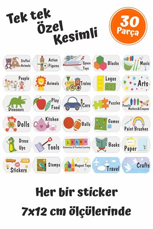 Eğlenceli Renkli Oyuncak Kutusu Sticker-Organizer Etiket-Renkli Büyük