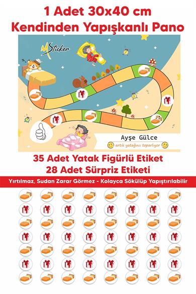 Eğlenceli ve Eğitici Yatak Toplama Eğitimi Sticker Panosu 30x40 cm