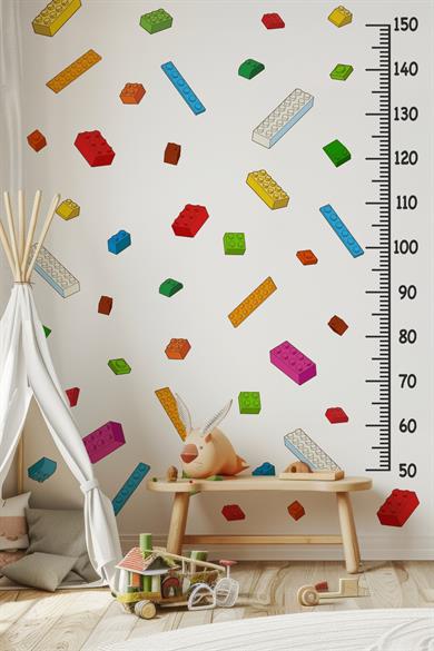 Eğlenceli Yapbozlar Temalı Boy Ölçer Boy Cetveli Sticker Seti Çocuk, Yap-Boz Figürlü