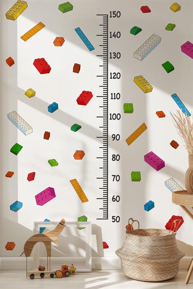 Eğlenceli Yapbozlar Temalı Boy Ölçer Boy Cetveli Sticker Seti Çocuk, Yap-Boz Figürlü