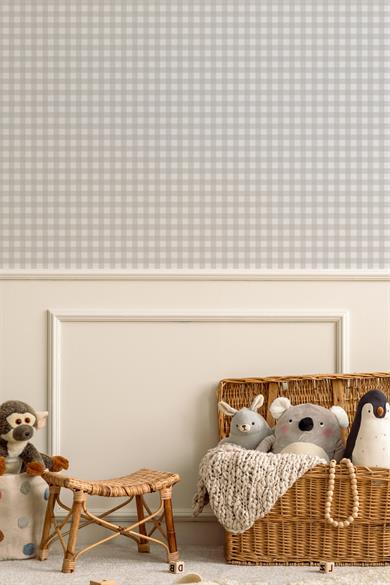Ekose Desenli Duvar Sticker Yarım Kaplama Duvar Kağıdı Görünümlü Sticker 54x109 cm Gri Tonlarda