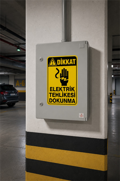 Elektrik Tehlikesi Dokunma Uyarı Stickerı 25x35 cm | UV Baskı | Suya Dayanıklı | Elektrik Pano Uyarı