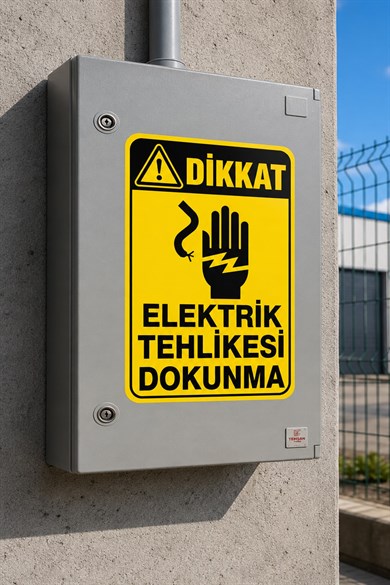 Elektrik Tehlikesi Dokunma Uyarı Stickerı 25x35 cm | UV Baskı | Suya Dayanıklı | Elektrik Pano Uyarı