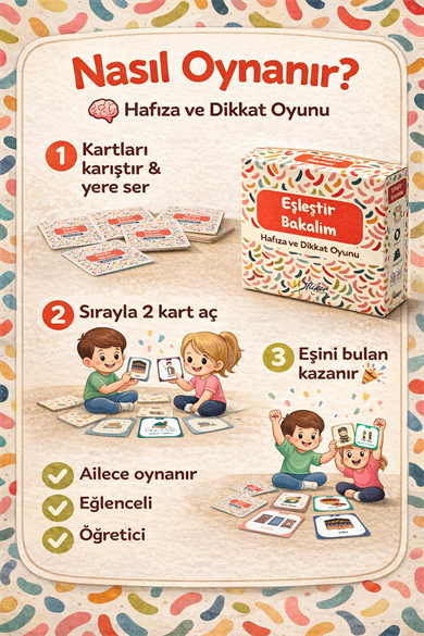 Eşleştir Bakalım Kart Hafıza Oyunu, İslami Terimlerle Dolu Eşleştirme Hafıza Oyunu Özel Tasarım