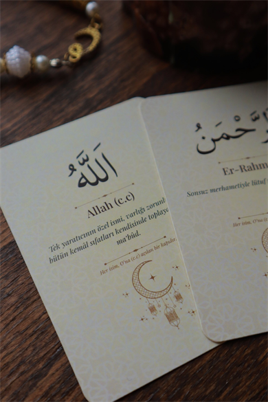 Esma-ül Hüsna Kart Seti – Allah’ın (c.c) 99 İsmi | Anlamlı ve Şık Tasarım Kartlar, Zengin içerik