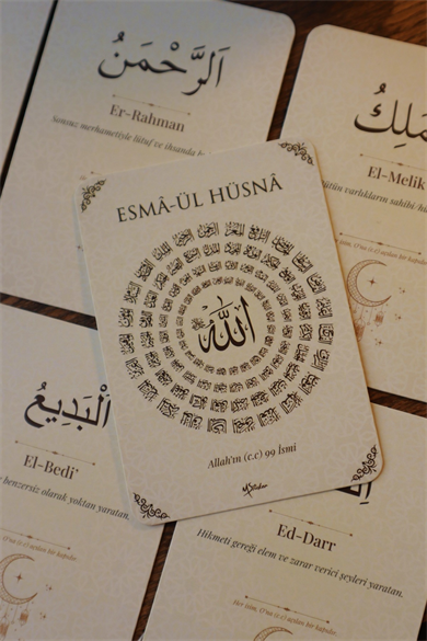Esma-ül Hüsna Kart Seti – Allah’ın (c.c) 99 İsmi | Anlamlı ve Şık Tasarım Kartlar, Zengin içerik