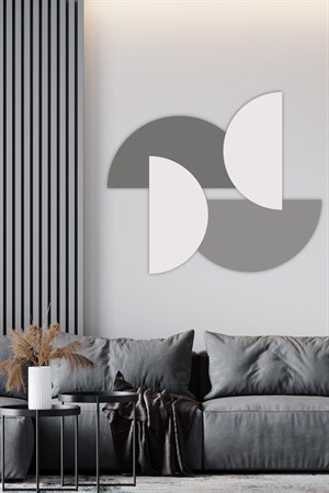 Gri Tonlarda Yarım Daireler Çocuk Bebek Odası Sticker Seti (85x10