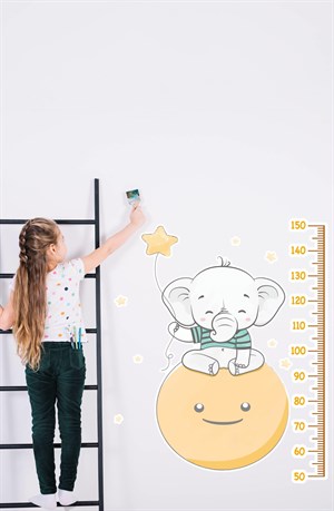Güneş, Fil ve Yıldızlar Boy Cetvel Sticker 90x105 cm