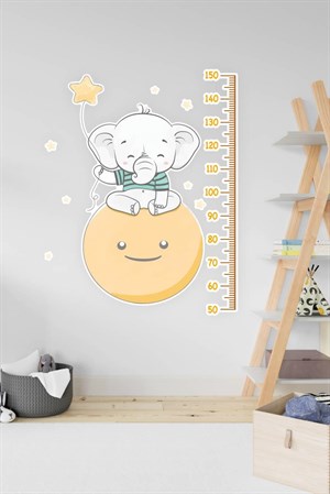 Güneş, Fil ve Yıldızlar Boy Cetvel Sticker 90x105 cm