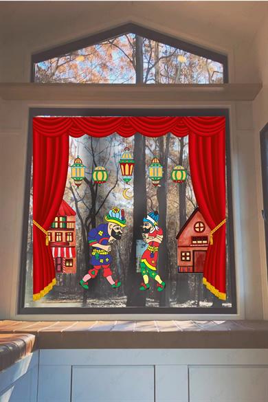 Hacivat ve Karagöz Sahne Gösterisi Ramazan Sticker Seti