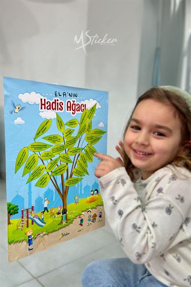 Hadis Ağacı Sticker Seti, Çocuklar için Hadisleri Öğrenme Eğitici Oyun Seti, 40 Hadis Stickerları