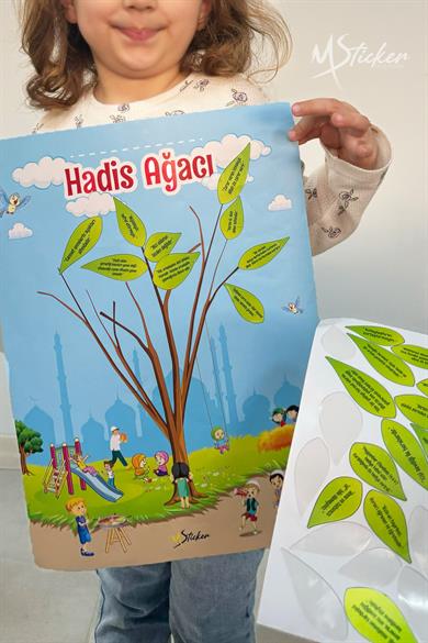 Hadis Ağacı Sticker Seti, Çocuklar için Hadisleri Öğrenme Eğitici Oyun Seti, 40 Hadis Stickerları