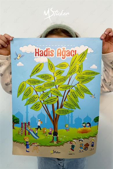 Hadis Ağacı Sticker Seti, Çocuklar için Hadisleri Öğrenme Eğitici Oyun Seti, 40 Hadis Stickerları