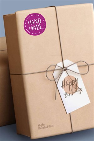 Hand Made Mor Yuvarlar Etiket Sticker-4x4cm 70 adet