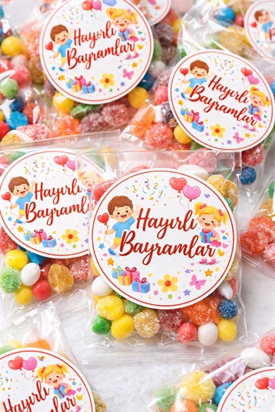 Hayırlı Bayramlar Sticker Etiket 4 cm 20 Adet – Bayram Şekerleme ve Hediye Paketlerine Etiket