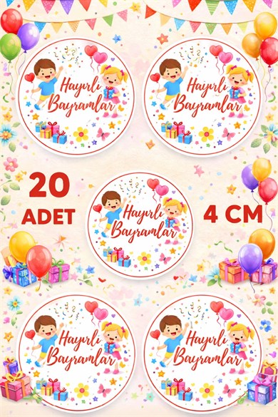 Hayırlı Bayramlar Sticker Etiket 4 cm 20 Adet – Bayram Şekerleme ve Hediye Paketlerine Etiket