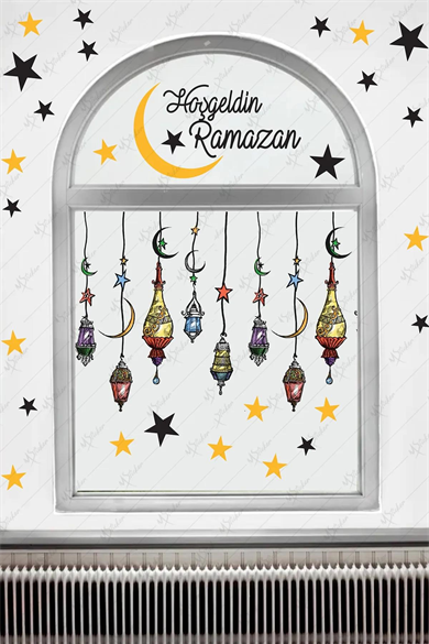 Hoşgeldin Ramazan Cam Duvar Sticker Seti - Ramazan Kutlama Çocuk Stickerı - Bayram Süsü