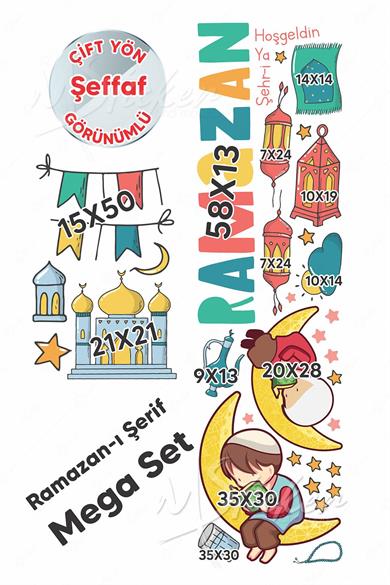 Hoşgeldin Ramazan, Ramazan Ayı Temalı Eğitici ve Eğlenceli Sticker Seti ŞEFFAF Çift Yön Görünür