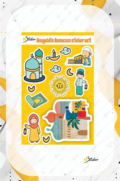 Hoşgeldin Ramazan Sticker Seti - Çocuklar İçin İftar Duası Ramazan Figürleri Seti