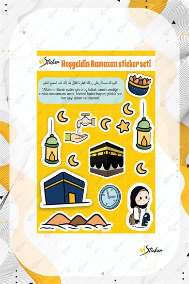 Hoşgeldin Ramazan Sticker Seti - Çocuklar İçin İftar Duası Ramazan Figürleri Seti