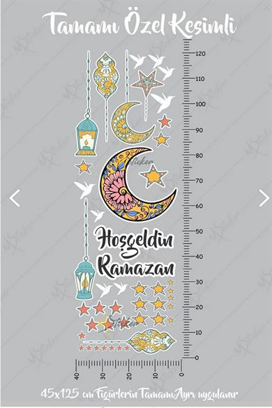 Hoşgeldin Ramazan Sticker Seti Ramazan Kandilleri Hilal ve Yıldız Figürlü-ŞEFFAF