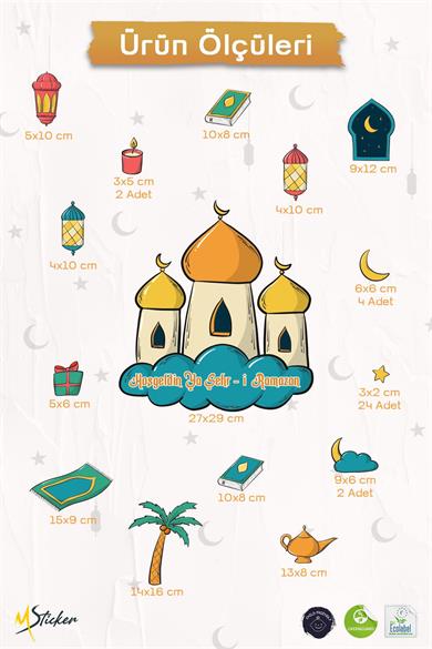Hoşgeldin Ramazan Temalı Camili Sticker Seti Ramazan Figürleri Sticker, Çocuklar İçin Ramazan Seti