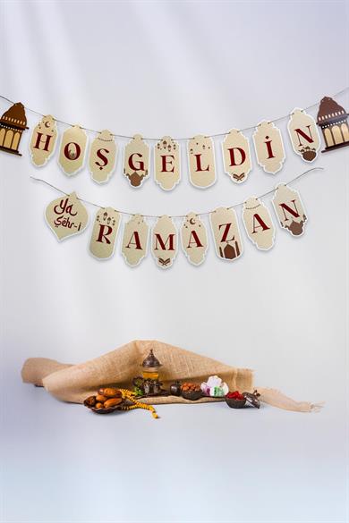 Hoşgeldin Ya Şehr-i Ramazan Flama Duvar Süsü Ramazan Süsü Hasır İp ile Gönderilmektedir