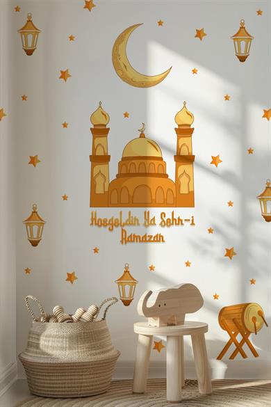 Hoşgeldin Ya Şehri Ramazan Temalı Özel Renklerde Özel Tasarım Ramazanı Şerif Sticker Seti