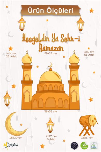 Hoşgeldin Ya Şehri Ramazan Temalı Özel Renklerde Özel Tasarım Ramazanı Şerif Sticker Seti