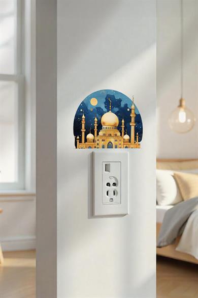 İftar Vakti Cami Görüntüsü Ramazan Priz Sticker Seti Duvar Cam Sticker Ramazan Süsü