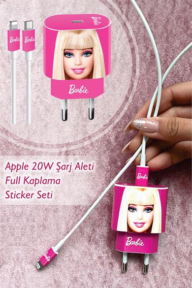 Iphone 20w Uyumlu Şarj Aleti Kaplaması - Barbie Temalı Full Kaplama 5 Parça 