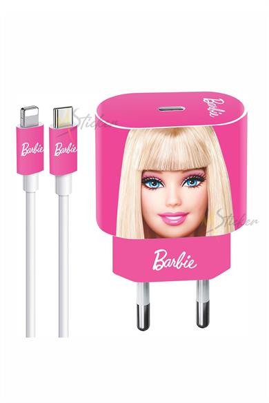 Iphone 20w Uyumlu Şarj Aleti Kaplaması - Barbie Temalı Full Kaplama 5 Parça 