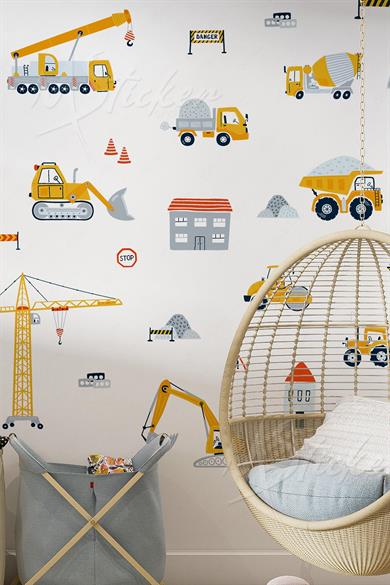 İş Makinaları ve Şehir Çocuklar İçin Eğitici Öğretici Eğlenceli Sticker Seti