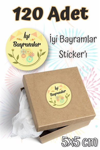 İyi Bayramlar Etiketi 5x5 120 Adet , Ramazan Bayramı Kurban Bayramı Sticker