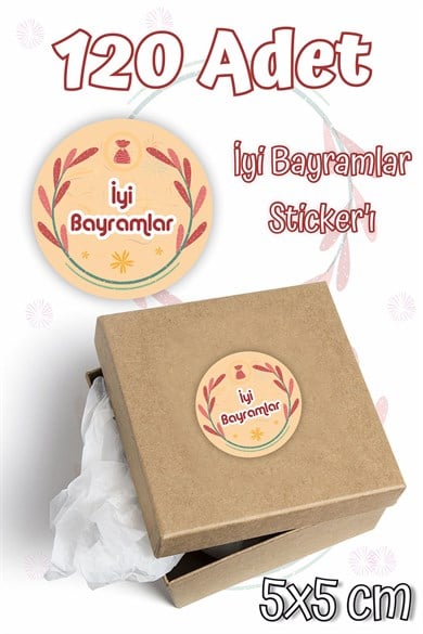 İyi Bayramlar Etiketi 5x5 120 Adet , Ramazan Bayramı Kurban Bayramı Sticker