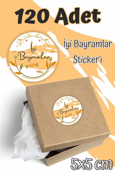 İyi Bayramlar Etiketi 5x5 120 Adet , Ramazan Bayramı Kurban Bayramı Sticker