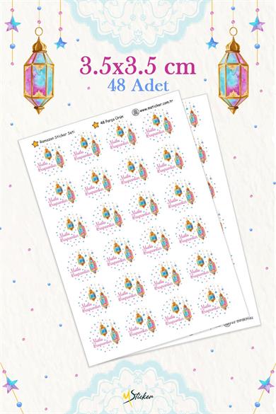 İyi Bayramlar Stickerı 48 adet Hediye Paketi Bayram Tebrik Stickerı Sudan Etkilenmez Folyo