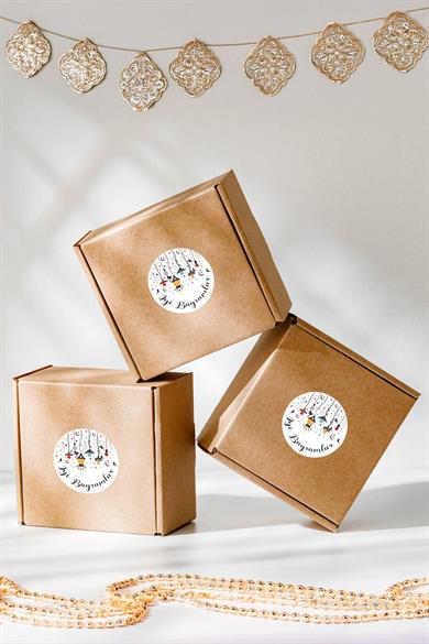 İyi Bayramlar Stickerı 48 adet Hediye Paketi Bayram Tebrik Stickerı Sudan Etkilenmez Folyo