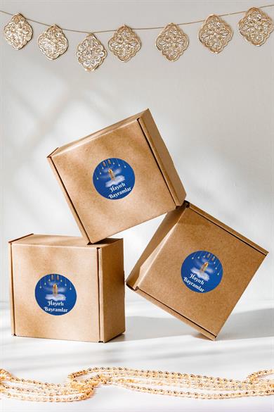 İyi Bayramlar Stickerı 48 adet Hediye Paketi Bayram Tebrik Stickerı Sudan Etkilenmez Folyo