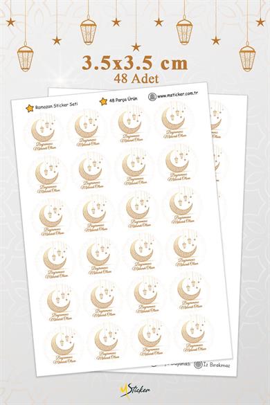 İyi Bayramlar Stickerı 48 adet Hediye Paketi Bayram Tebrik Stickerı Sudan Etkilenmez Folyo