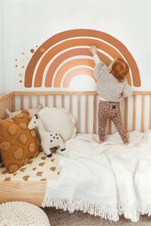 Kahve Tonlarında Gökkuşağı ve Puantiyeler Çocuk Bebek Odası Sticker