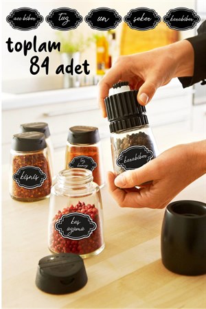 Kavanoz Etiketi - Baharatlık Sticker - Özel Kesim 84 Parça