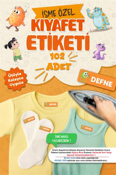 Kıyafet Etiketi - Okul Kıyafetlerine Kişiye Özel 30 Saniyede Kolay Uygulama Yıkanabilir - Canavarlar