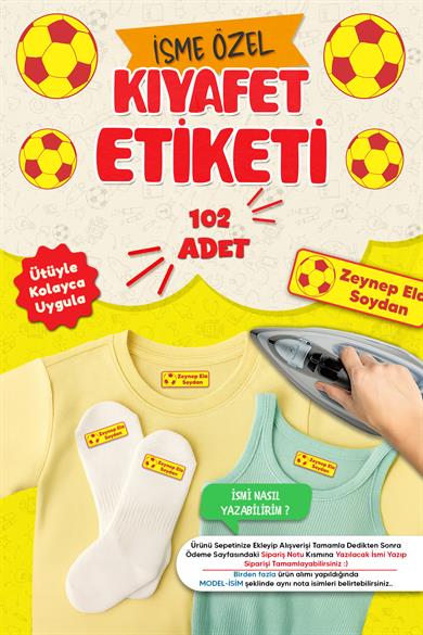 Kıyafet Etiketi - Okul Kıyafetlerine Kişiye Özel 30 Saniyede Kolay Uygulama Yıkanabilir -Galatasaray